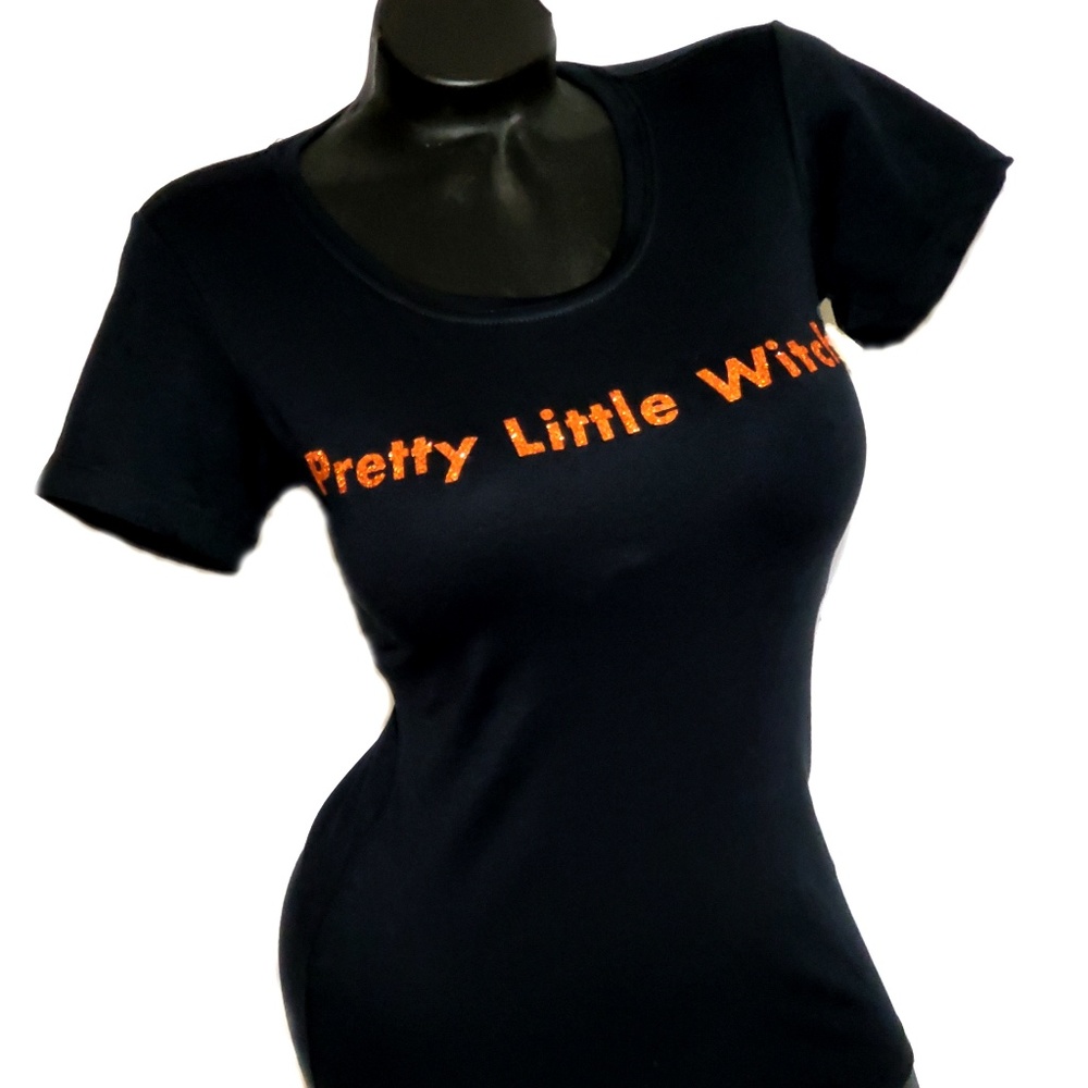 Pretty Little Witch Fitted Black Lt.Wt. Jersey Tee.
